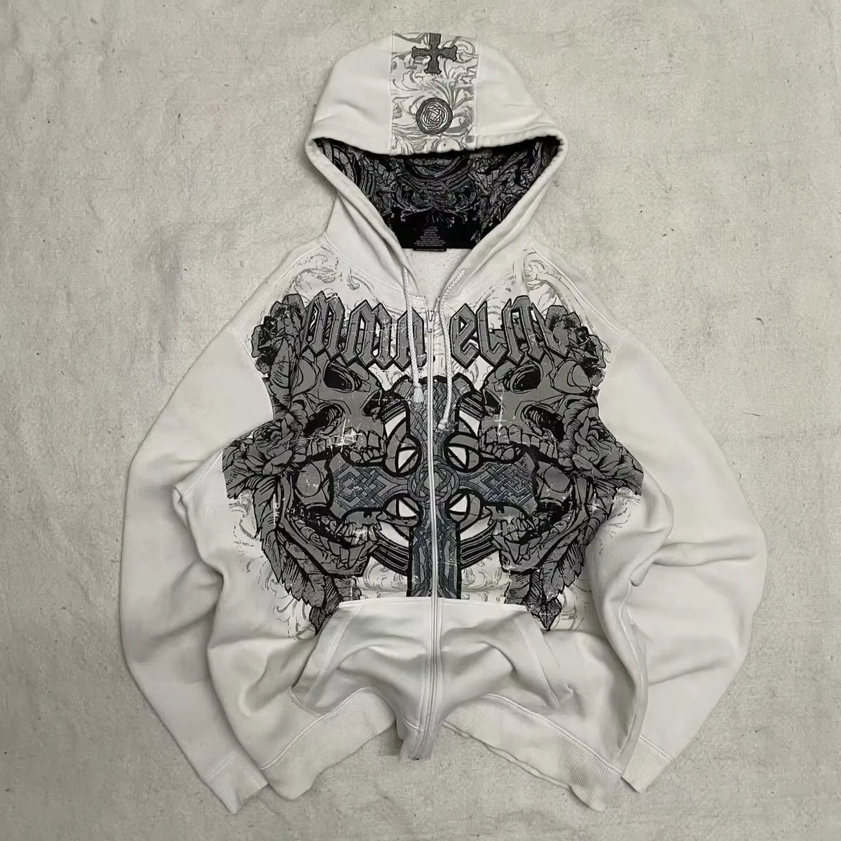American Y2K New Hip Hop Trend Zipper Hoodie Women Street Casual Loose Joker Vintage Sweatshirt Unisex Fleece Padded Warm Hoodie