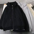 American Y2K New Hip Hop Trend Zipper Hoodie Women Street Casual Loose Joker Vintage Sweatshirt Unisex Fleece Padded Warm Hoodie