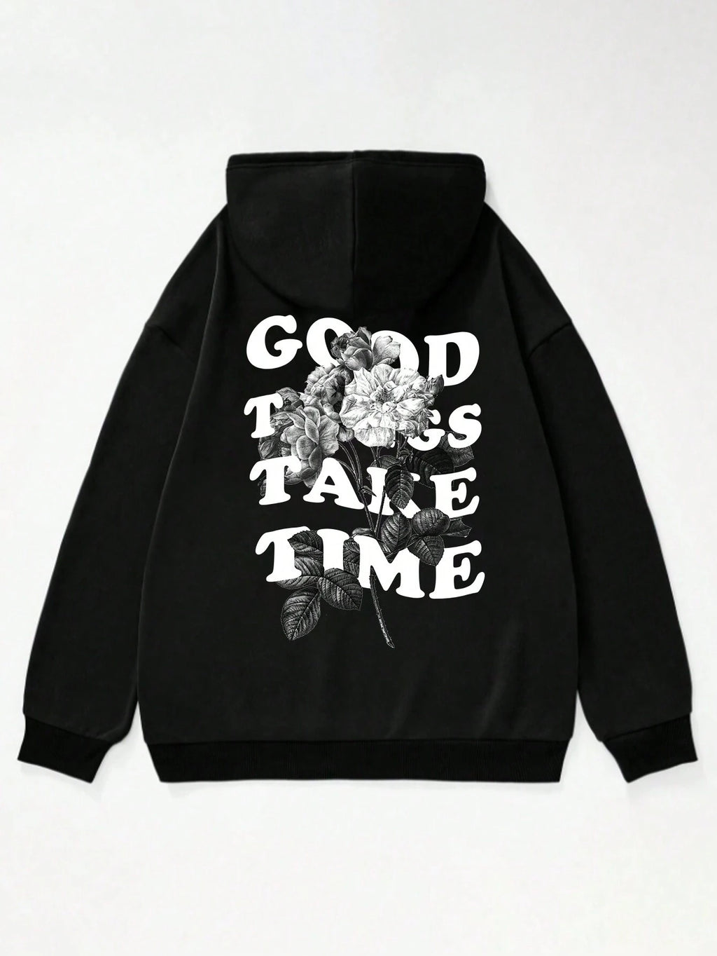 Teen Boy Casual Sweatshirt with Floral Sketch & Letter Print, Street Style Graphic Pullover Sweatshirt Chic Autumn/Winter
