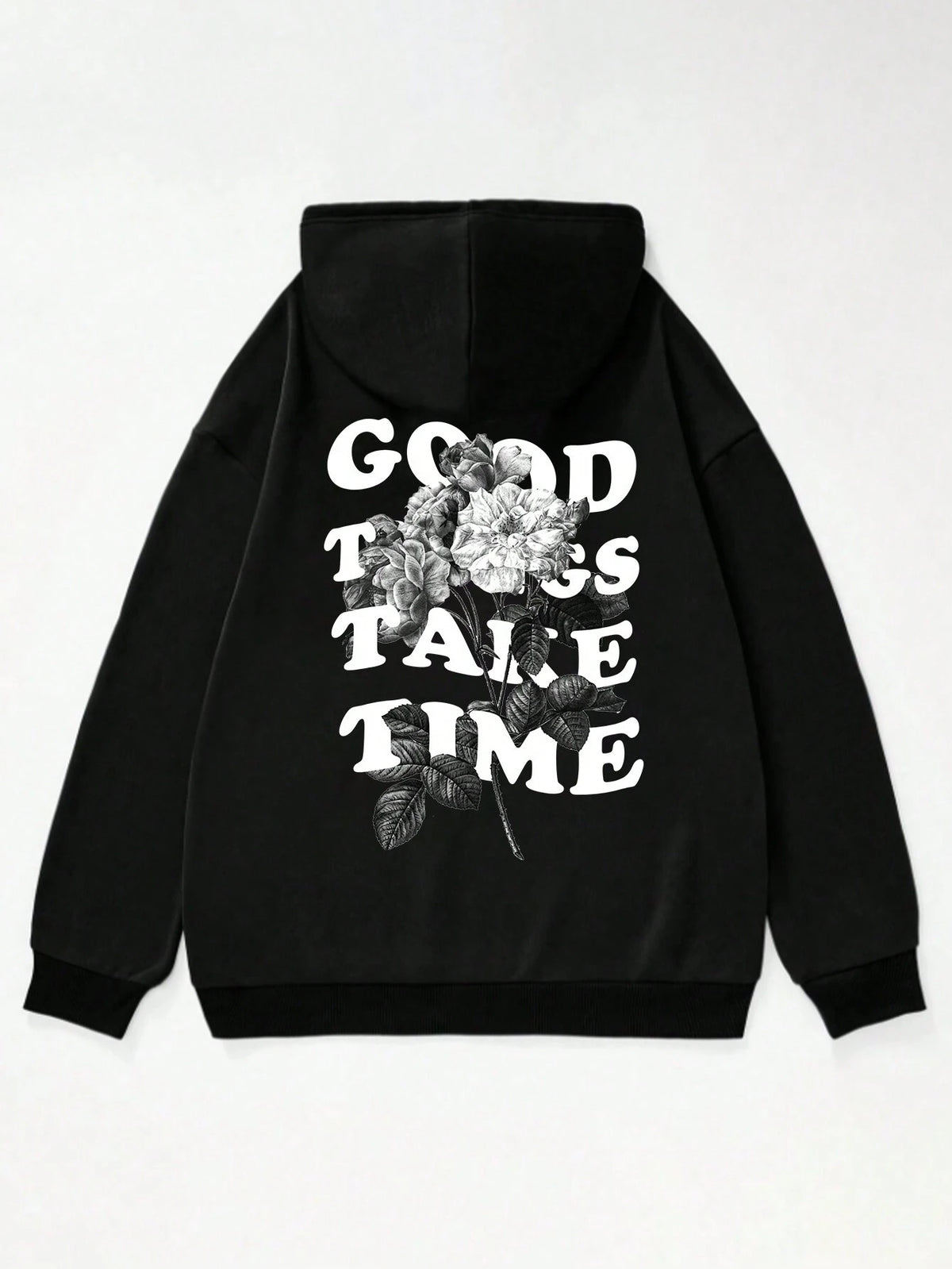 Teen Boy Casual Sweatshirt with Floral Sketch & Letter Print, Street Style Graphic Pullover Sweatshirt Chic Autumn/Winter