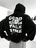 Teen Boy Casual Sweatshirt with Floral Sketch & Letter Print, Street Style Graphic Pullover Sweatshirt Chic Autumn/Winter