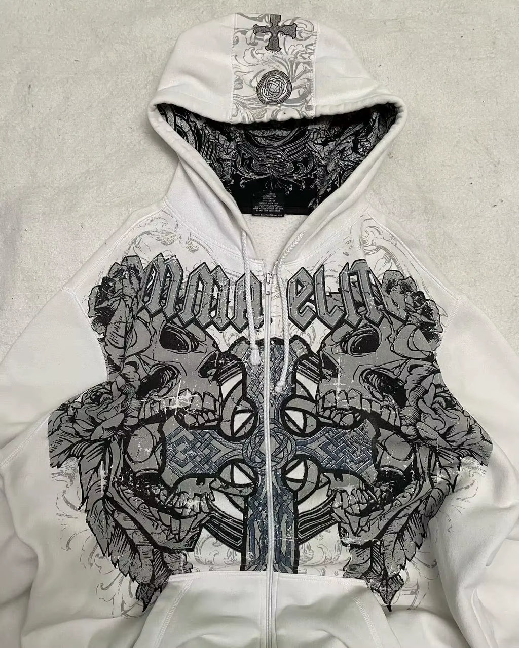 American Y2K New Hip Hop Trend Zipper Hoodie Women Street Casual Loose Joker Vintage Sweatshirt Unisex Fleece Padded Warm Hoodie